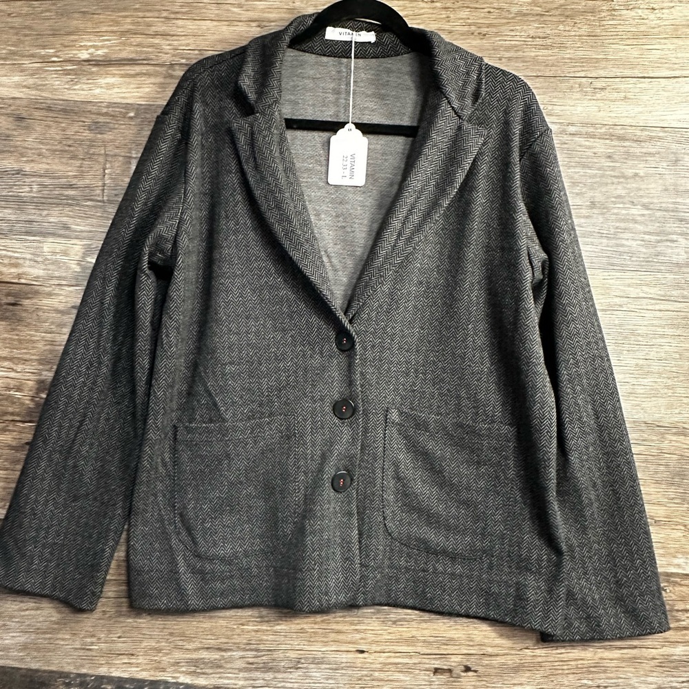 Vitamin Charcoal Herringbone Women's Blazer